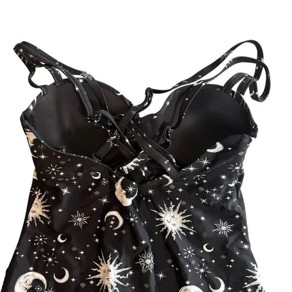 Hot Topic Black & White Sun Moon Stars Celestial One Piece Swimsuit Size Small - Picture 9 of 14